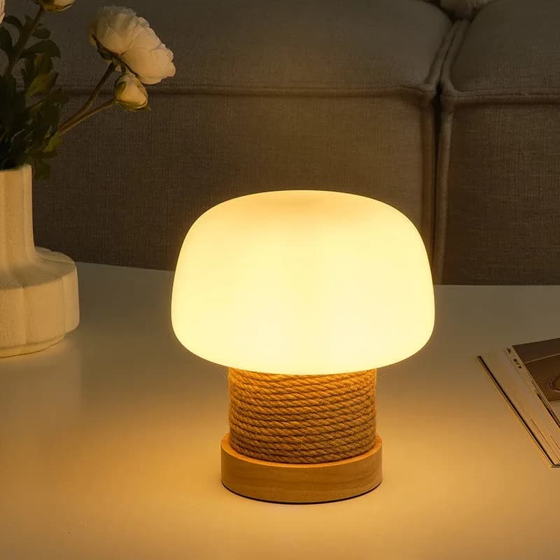 Nuova Lampada a Forma di Fungo LED Ricaricabile, Lampade da Tavolo per Bar, Ristoranti, Soggiorno, Camera da Letto, Comodino, Stile Crema, Decorazione, Luci Notturne da Scrivania
