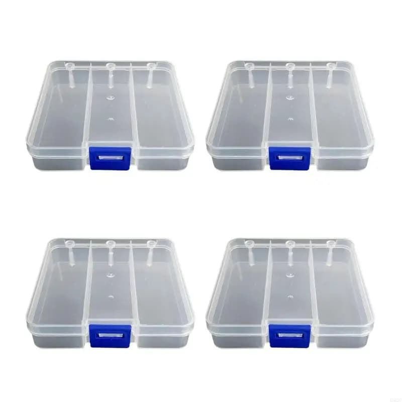 Transparent ABS storage box with lid 3 compartments Fishing bait Organizer for fishing gear