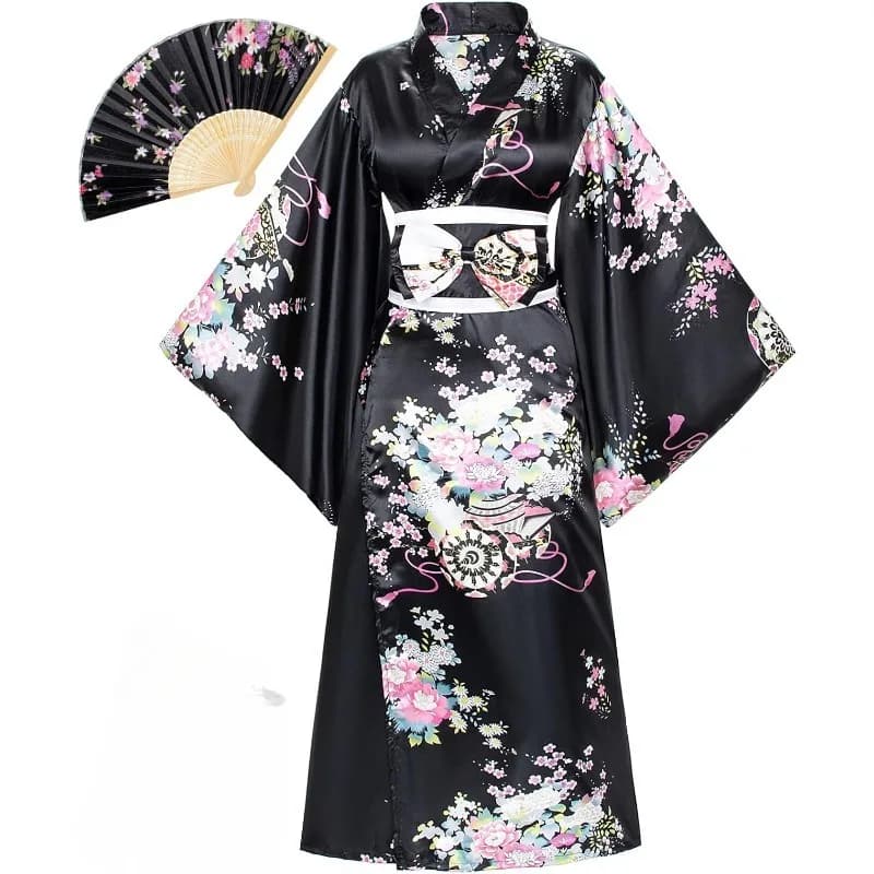 Costume Kimono Japanese Robe Geisha Yukata Sweet Dress Satin Bathrobe Nightwear Socks Tabi Set Carnival party for women
