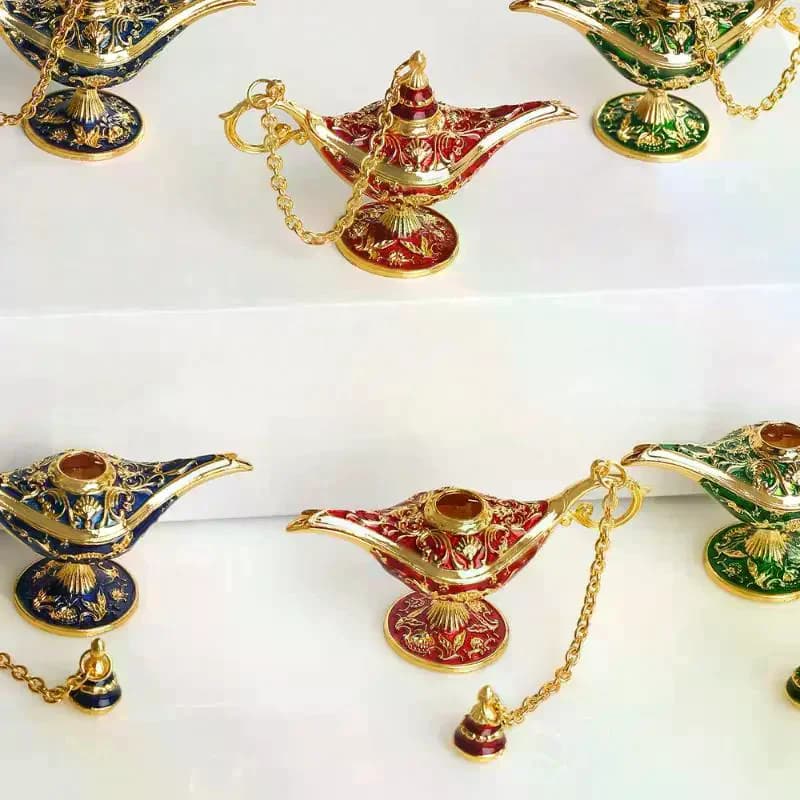 Aladdin Magic Lamp Alloy Ornament Retro Decorative Crafts Home Desktop Wedding Party Decoration