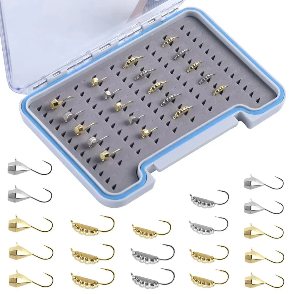 Goture 20 pcs/lot tungsten Jig Ice Fishing Lure Set Fast Sink Jigging Fishing Bait for winter fishing with portable equipment