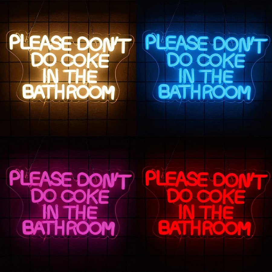 Per favore non fare Coca-Cola nel bagno Insegna al neon per la decorazione della parete, Insegna luminosa a LED per l'arredamento della festa dell'ufficio del dormitorio, il bagno, i regali