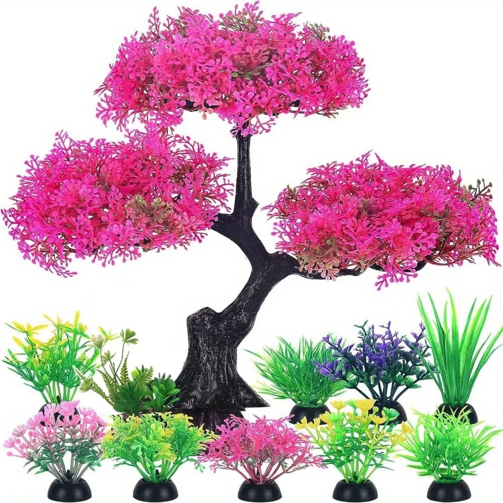 10pcs/set Aquarium Artificial Plastic Plants Decoration Goldfish Tank Betta Fish Tank Plants Water Weeds Ornament Aquarium Decor