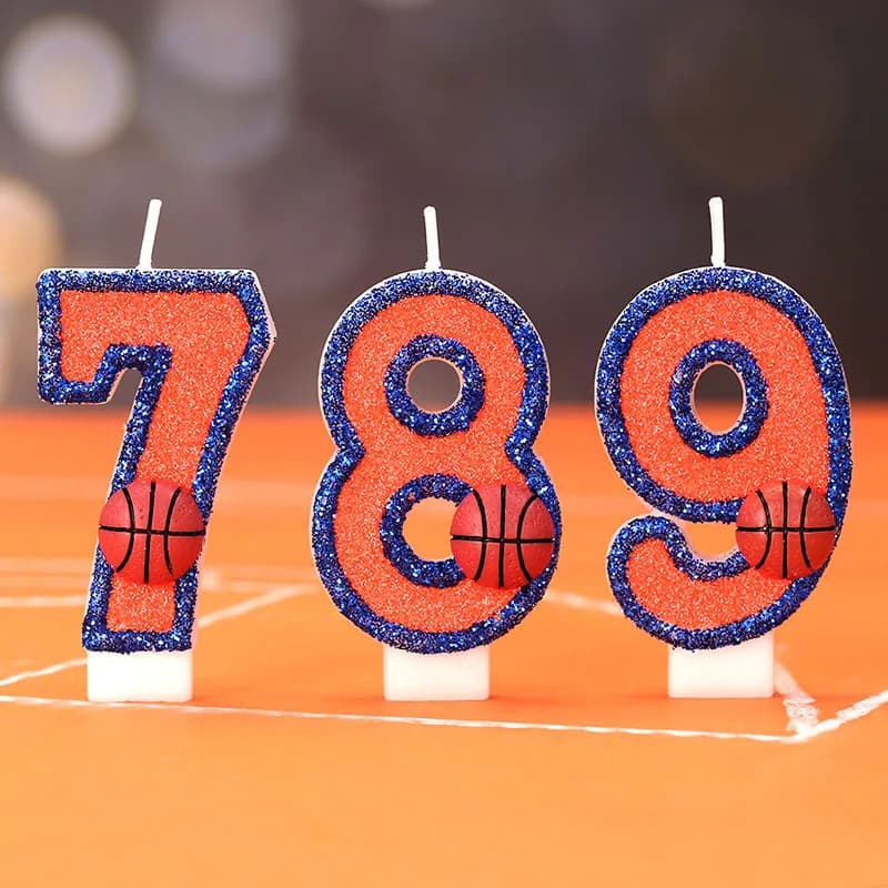 Candeline Numeriche da 0 a 9 per Torte di Compleanno, Decorazioni per Feste a Tema Basket
