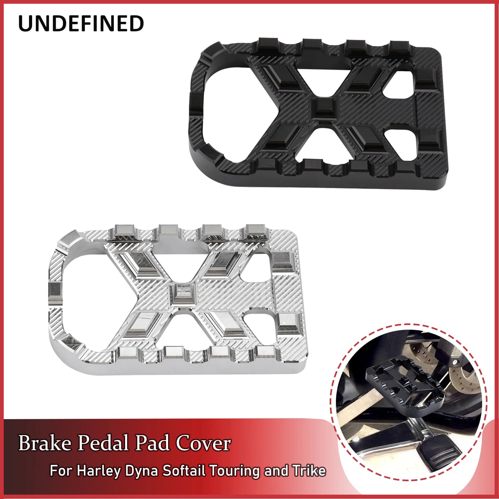 Copertura del pedale del freno del motociclo pastiglie grandi in alluminio CNC per Harley Dyna FLD Softail Fat Boy Deluxe Touring Electra Glide Trike