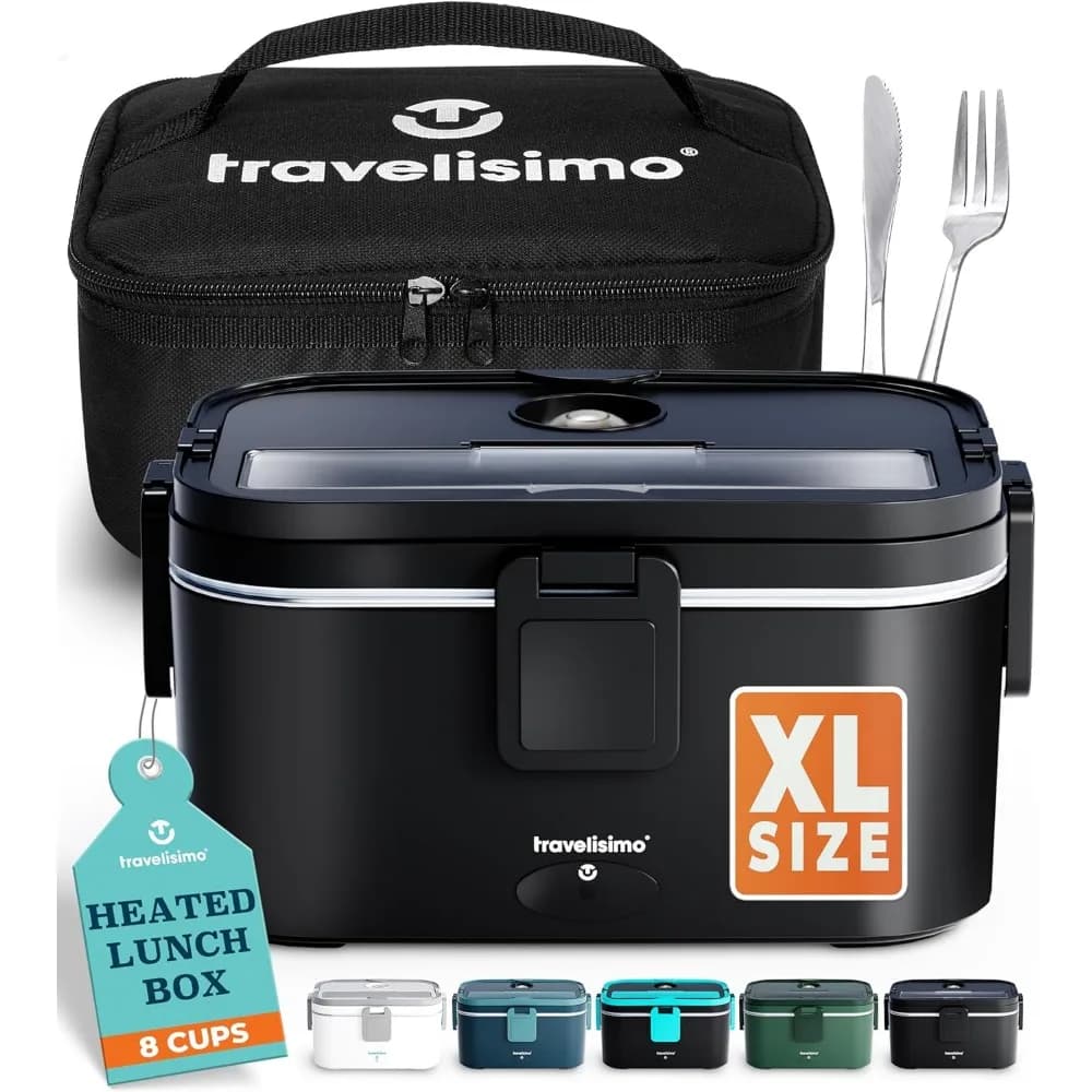 Portapranzo elettrico extra large per adulti, scaldavivande portatile da 1,8 litri con riscaldamento da 80 W per viaggi e lavoro