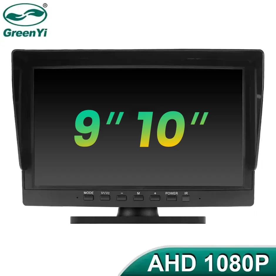 GreenYi 9/10 inches AHD Monitor IPS Screen Connector 4 pin AV Cable for Truck Bus Vehicle RV Auto