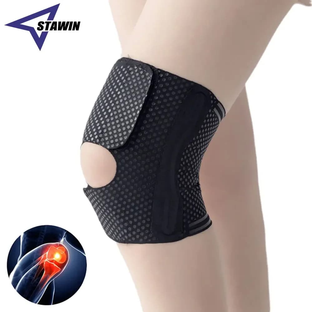 Il tutore per il ginocchio con stabilizzatori laterali allevia il raschiamento del menisco, dolori articolari, lesioni sportive, sport da corsa traspirante e regolabile