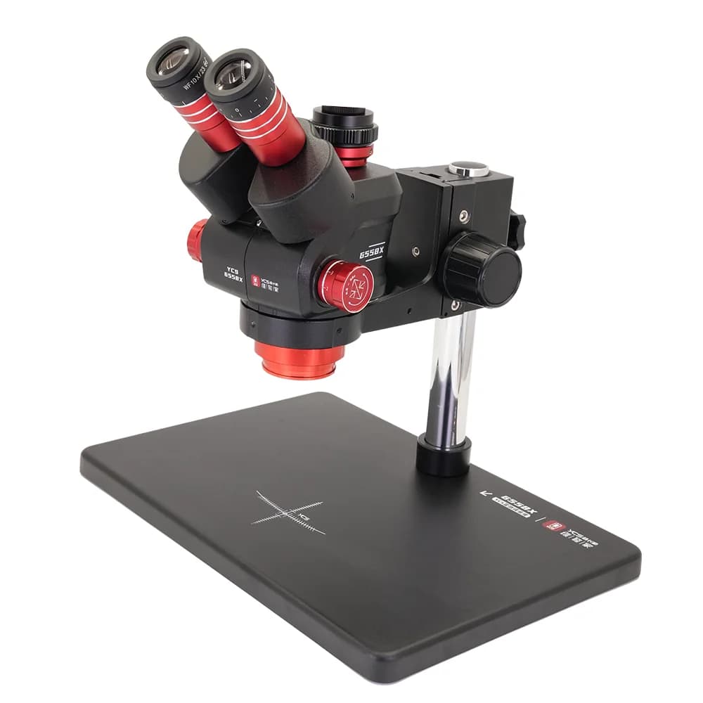 Microscopio trinoculare YCS 6558X il 360 ° Modulo obiettivo regolabile per formazione PCB e riparazione elettronica
