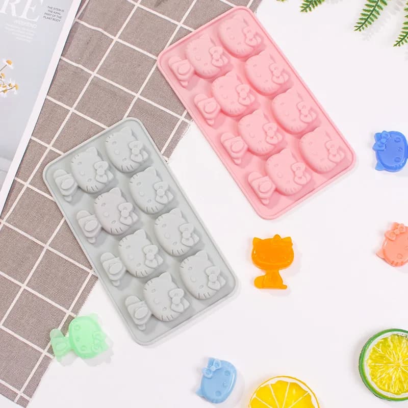 Stampo in silicone a forma di gattino, per ghiaccio, cioccolato, biscotti, strumento fai da te, stampo per colla a goccia, stampo per gesso bianco grezzo