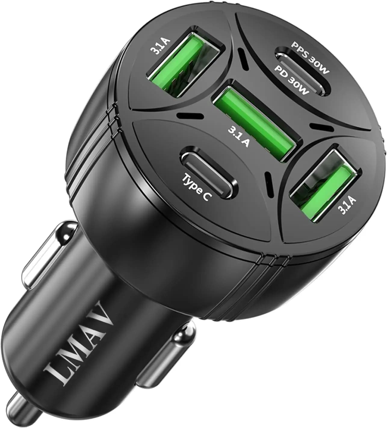 Caricabatterie da Auto USB C 75W, 5 Porte PD 3.0 Ricarica Rapida per iPhone 16/15/14, Galaxy S24/S23, iPad Pro