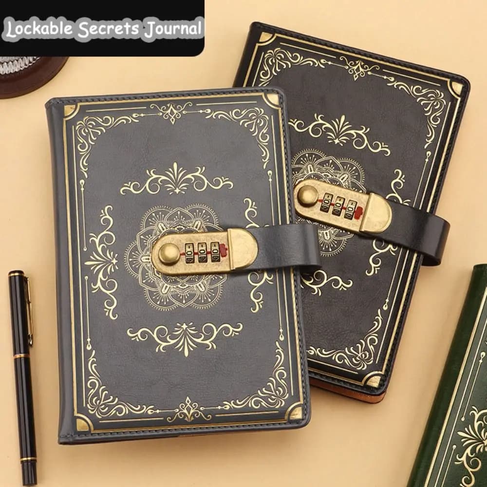 A5 100Sheets Journal Notebook With Lock PU Leather Flower Cover Diary Writing Pads Line Paper Embossed Design