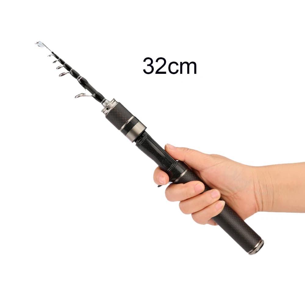 Canna da Pesca Telescopica 1.5M 1.8M in Carbonio ad Alta Resistenza, Ultraleggera, Corta da Viaggio, per Spinning e Baitcasting, Mini Canna da Mare