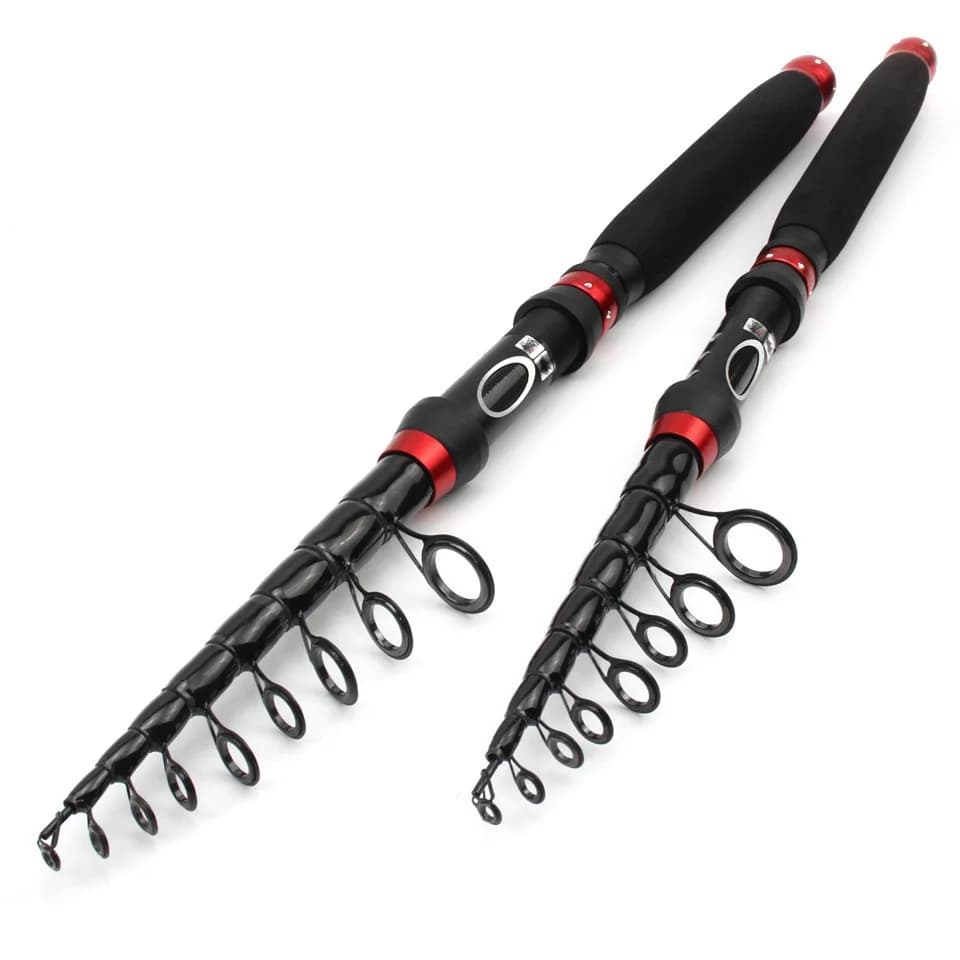 Canna da pesca portatile in carbonio, canna di nullo retrattile ultraleggera, comoda impugnatura estesa, canna da pesca con anello di guida in ceramica