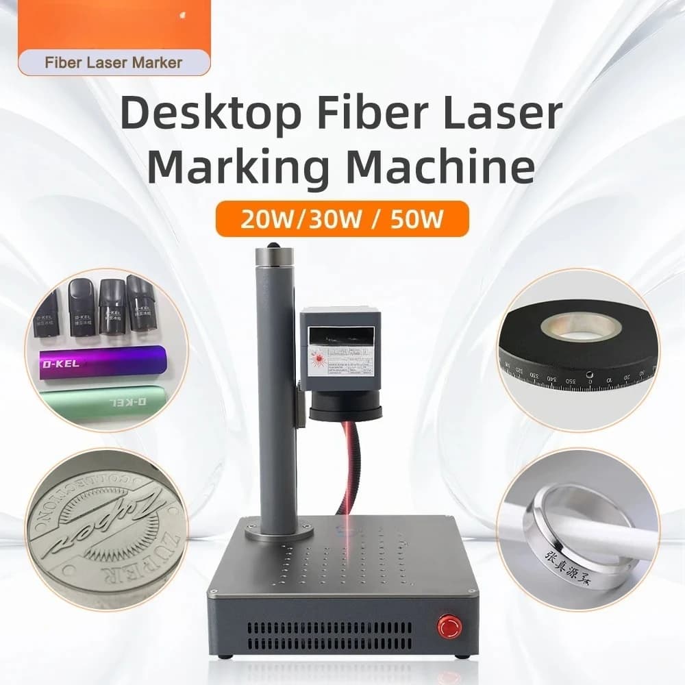20W 30W 50W Fiber Laser Marking Machine Desktop Engraver for Metal Plastic Nameplate Jewelry