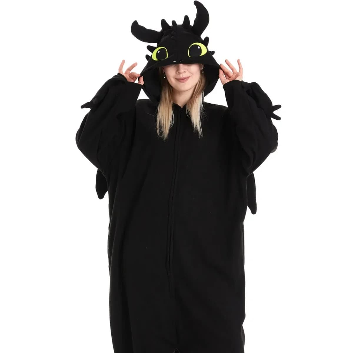 Pigiama Kigurumi Tutina Cartoon per donne adulte Uomini Pigiama animale Come addestrare il tuo pigiama senza denti Costume cosplay drago