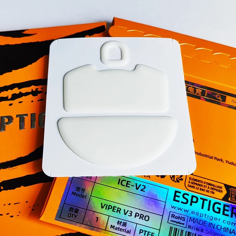 1 Confezione Originale Esports Tiger ICE V2 Pattini per Mouse, Piedini per Mouse per Razer Viper V3 PRO, Pattini in PTFE Bianchi Arc Arc