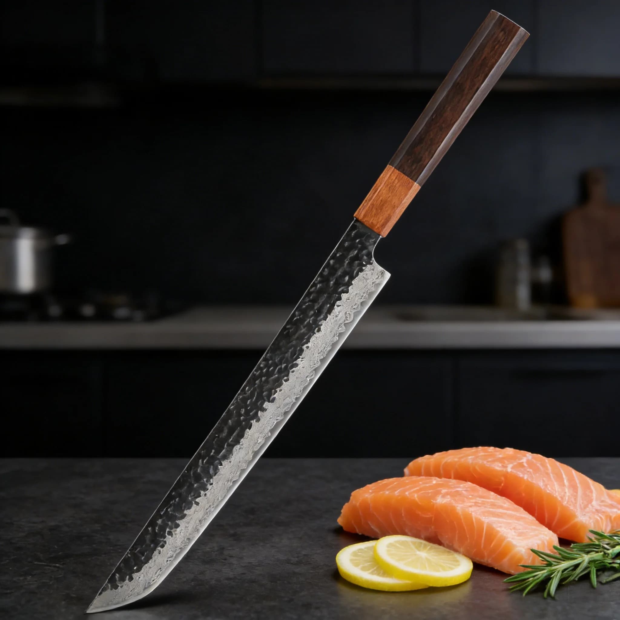 1 Pezzo, Coltello Premium in Acciaio Damasco a 67 Strati per Sashimi di Salmone, Coltello da Affettare, Coltello da Sushi, Coltello da Cucina, Utensile da Cucina