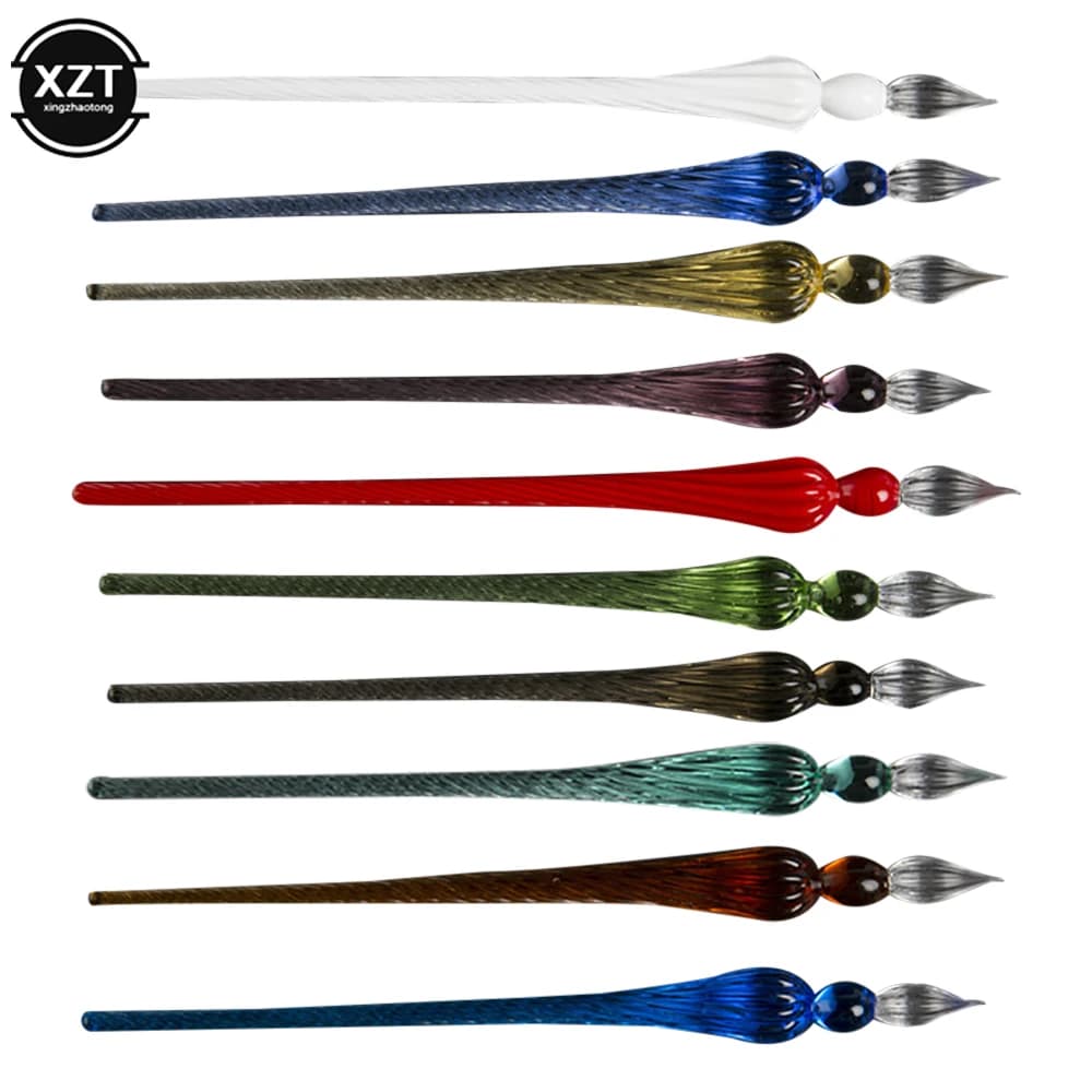 Color Ink Dipped in Water Fountain Pen Vintage Glass Pen Comic Color Test Pen Practice Calligraphy Art Painting Supplies
