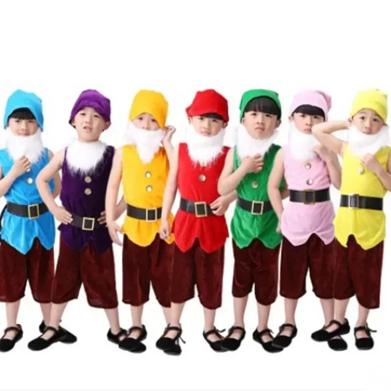 2025 Halloween Carnaval Cosplay vêtements Natale Performance seven dwarves Costume pour enfants Costumi de noël pour enfants