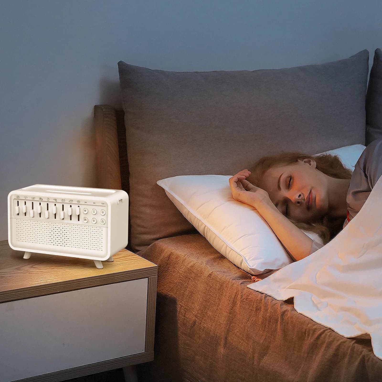 Altoparlante LED 2026 con Rumore Bianco e 8 Suoni della Natura, Diffusore di Aromi Portatile Ricaricabile con Luce Notturna per Terapia del Sonno