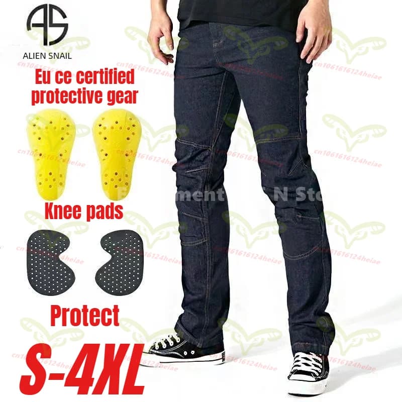 Pantaloni da Moto ALIEN SNAIL Jeans Resistenti all'Usura per Uomo e Donna con Protezioni CE e Antiurto