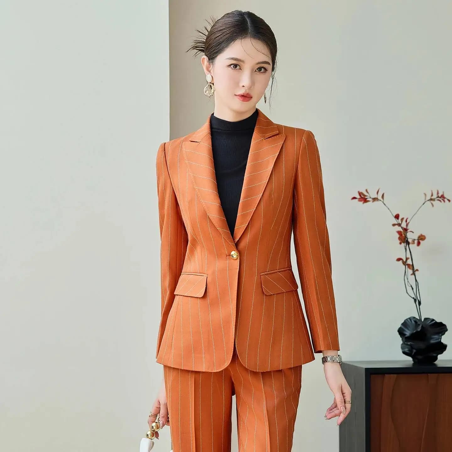 Autumn Winter Formal Women Business Suits with Pants and Jackets Coat Professional Blazers Female Office Career Set
