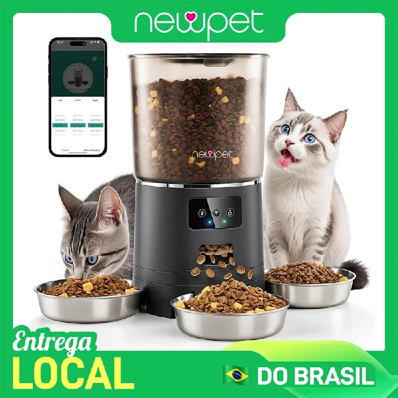 6L Pet Feeder with 3 Bowl Automatic Cat Feeder Smart Dog Food Dispenser WiFi Timing Quantitative Stainless Steel Feeding
