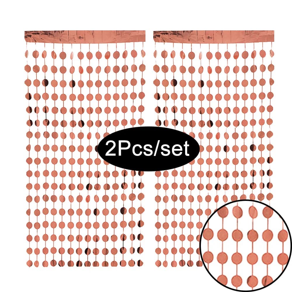 2 confezioni di tende circolari in oro rosa 2x1m tenda rotonda in lamina di sfondo glitterato per decorazioni di sfondo di san valentino di compleanno