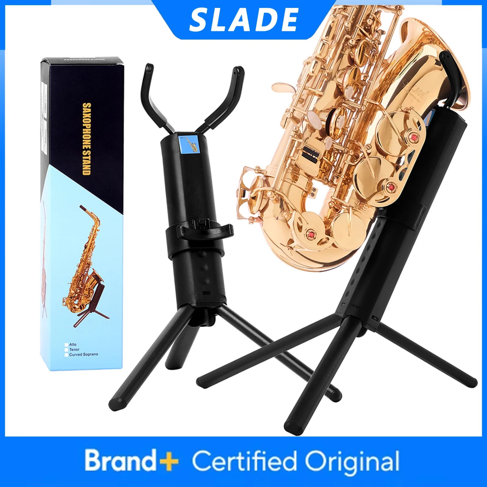 Support for Saxon SLADE, Portable and Foldable for Sax Alto and Tenor, with Metal Legs and Bag, Fiato Tools Accessories