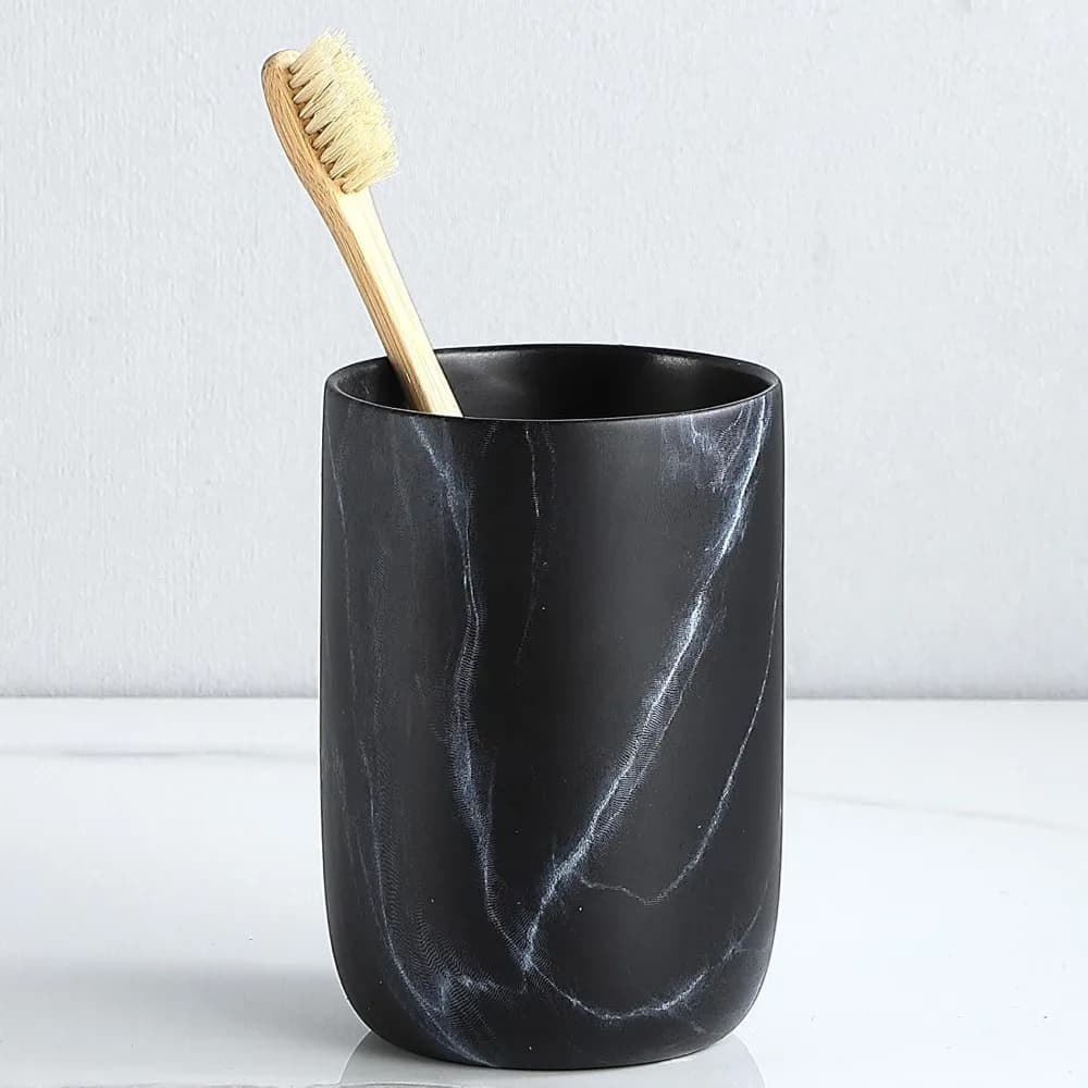 Porta dentifricio per spazzolino in ceramica da 1 tazza, bicchieri da bagno bianchi, tazza riutilizzabile per collutorio per spazzolino da denti, bancone da bagno