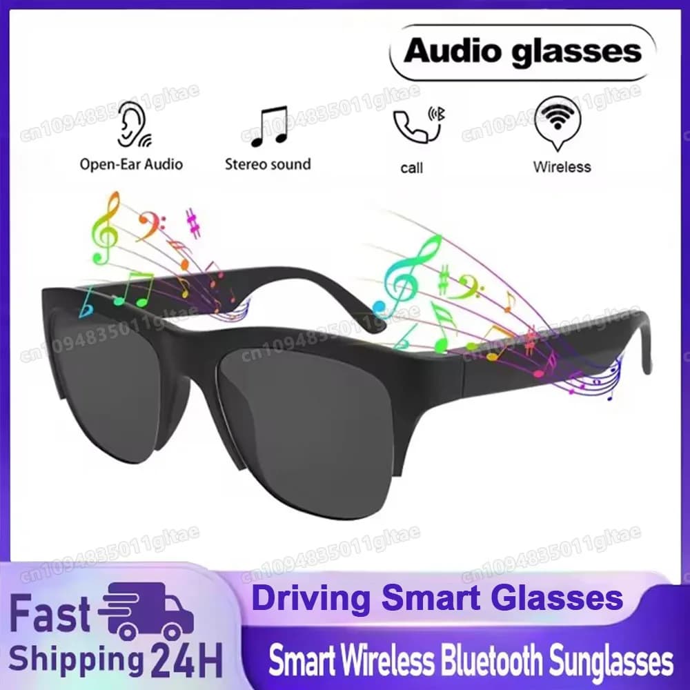 New sunglasses Smart Bluetooth V5.3 Eyewear Called Outdoor Sports HIFI Headphones Black technology Anti-touch UV for men and women