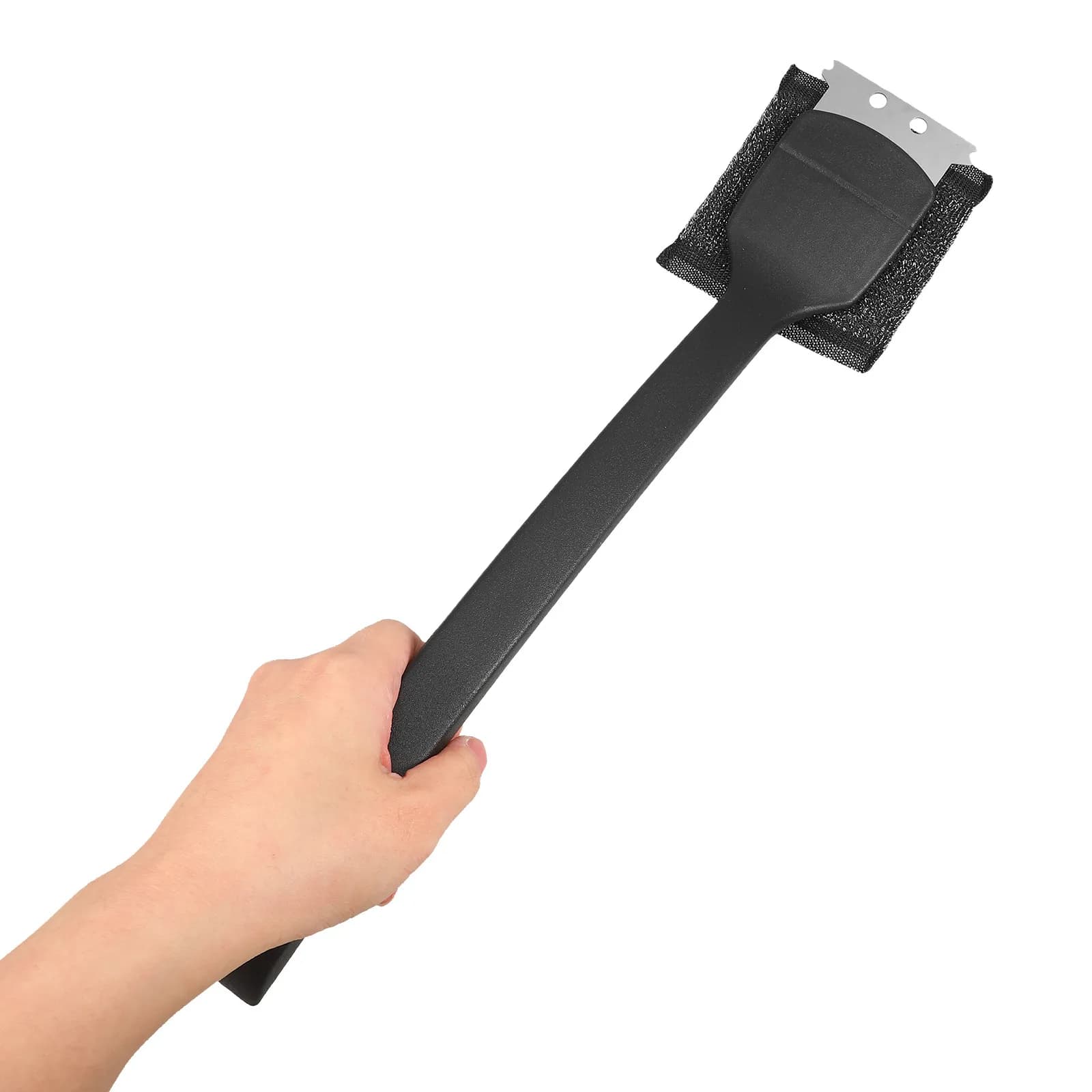 Spazzola per barbecue con setole in acciaio, strumento resistente per griglie da esterno, accessori per barbecue con manico lungo, raschietto per la pulizia del griglia.