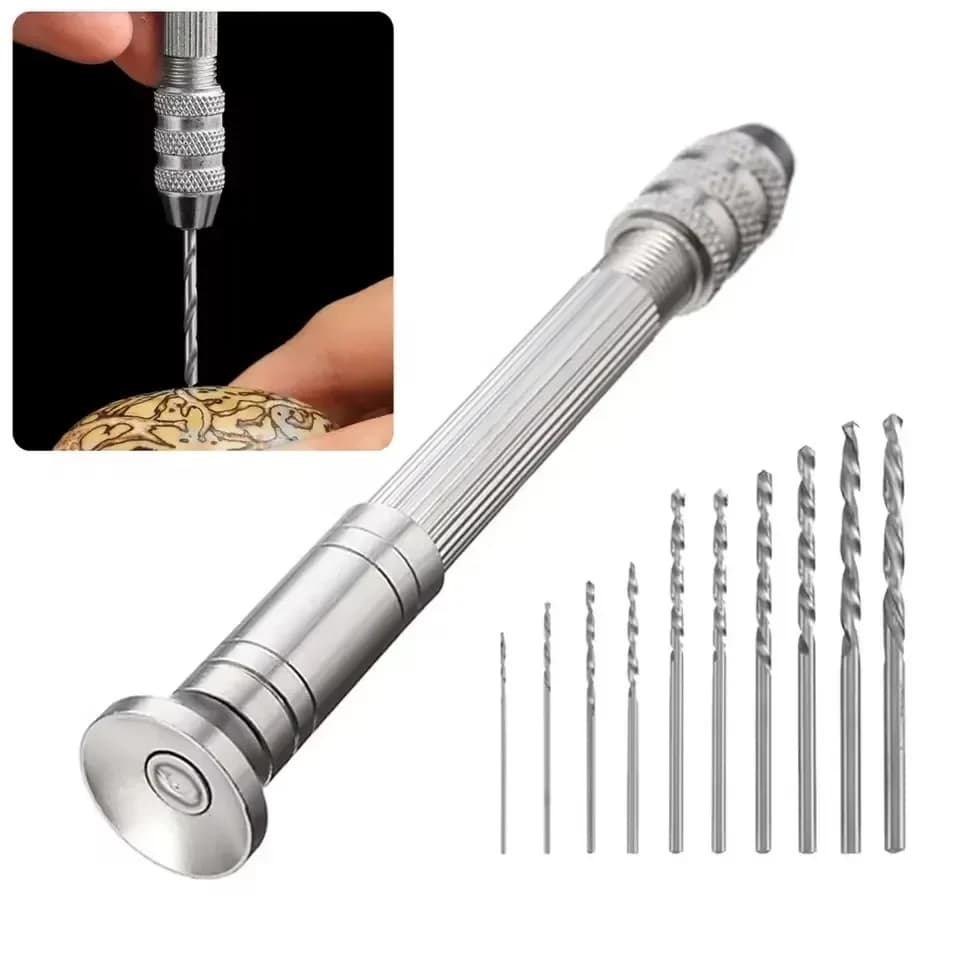 0.8-3.0mm Mini Hand Drill Woodworking Tools Drilling Rotating Tools Manual Helicoidal Drill Tip Pin Vice Clock Repair Tools