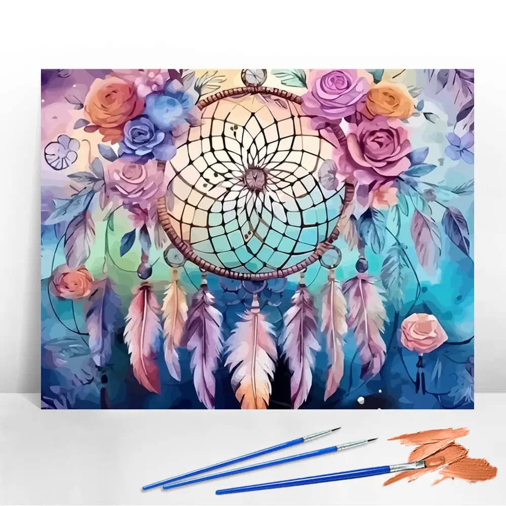 DIY Paint By Numbers Rose Digital Oil Painting Flower Drawing By Numbers DreamCatcher Feather Fantasy Handpainted Gift