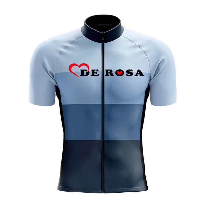 De Rosa Summer Cycling Jersey Short Sleeve Reflective Padded Bib Shorts Quick Dry Breathable Bicycle Riding Gear for Men