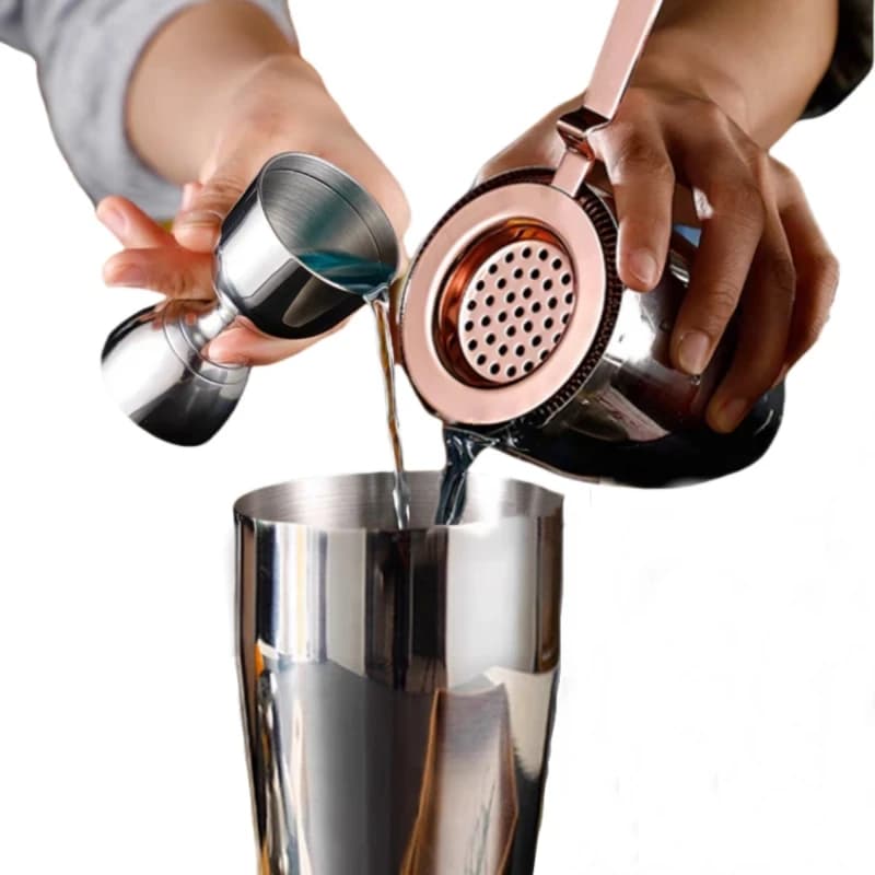 Set di stoviglie Shaker - Set da bar shaker da cocktail da 4 pezzi Set da cocktail da barista placcato oro in rame