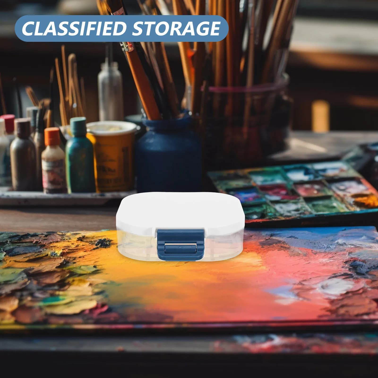 Scatola per palette per acquerelli a 16 scomparti, vassoio portatile per pittura, contenitore per pittura idratante da viaggio, in plastica trasparente, per pittura professionale