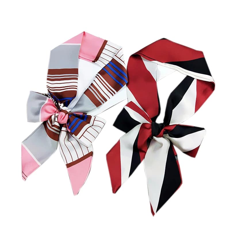 TOP Small Long Silk Neckerchief For Women Spring Autumn Narrow Korean Bag Scarves Wrist Waistband HairBand Bow Tie Decoration