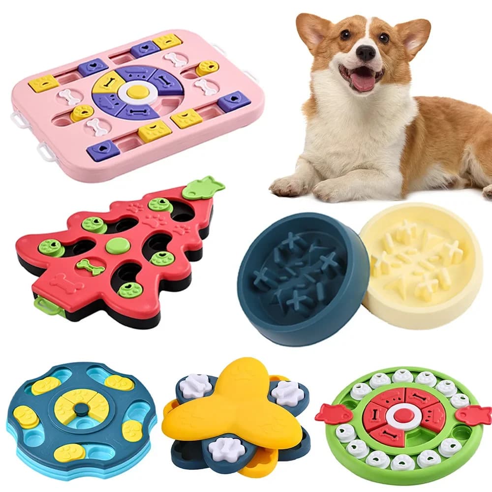 Cucciolo IQ Distributore di cibo Mangiare lentamente Ciotola antiscivolo Pet Cat Cani Gioco di addestramento Puzzle per cani Giocattoli Alimentatore lento Aumento interattivo