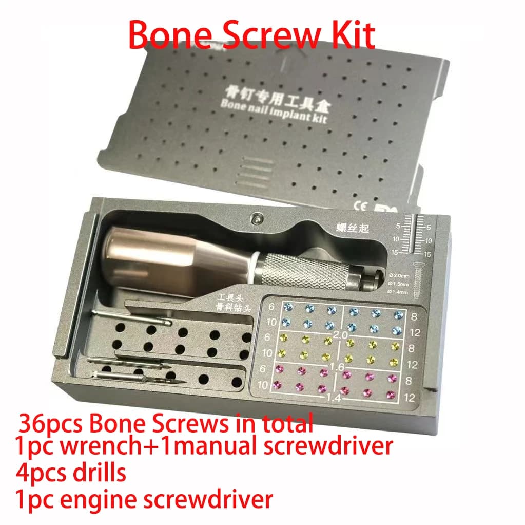 Kit di viti per ossa da 36 pezzi Kit GBR dentale realizzato in titanio medico TC4 con cacciavite chiave e trapani da 4 pezzi