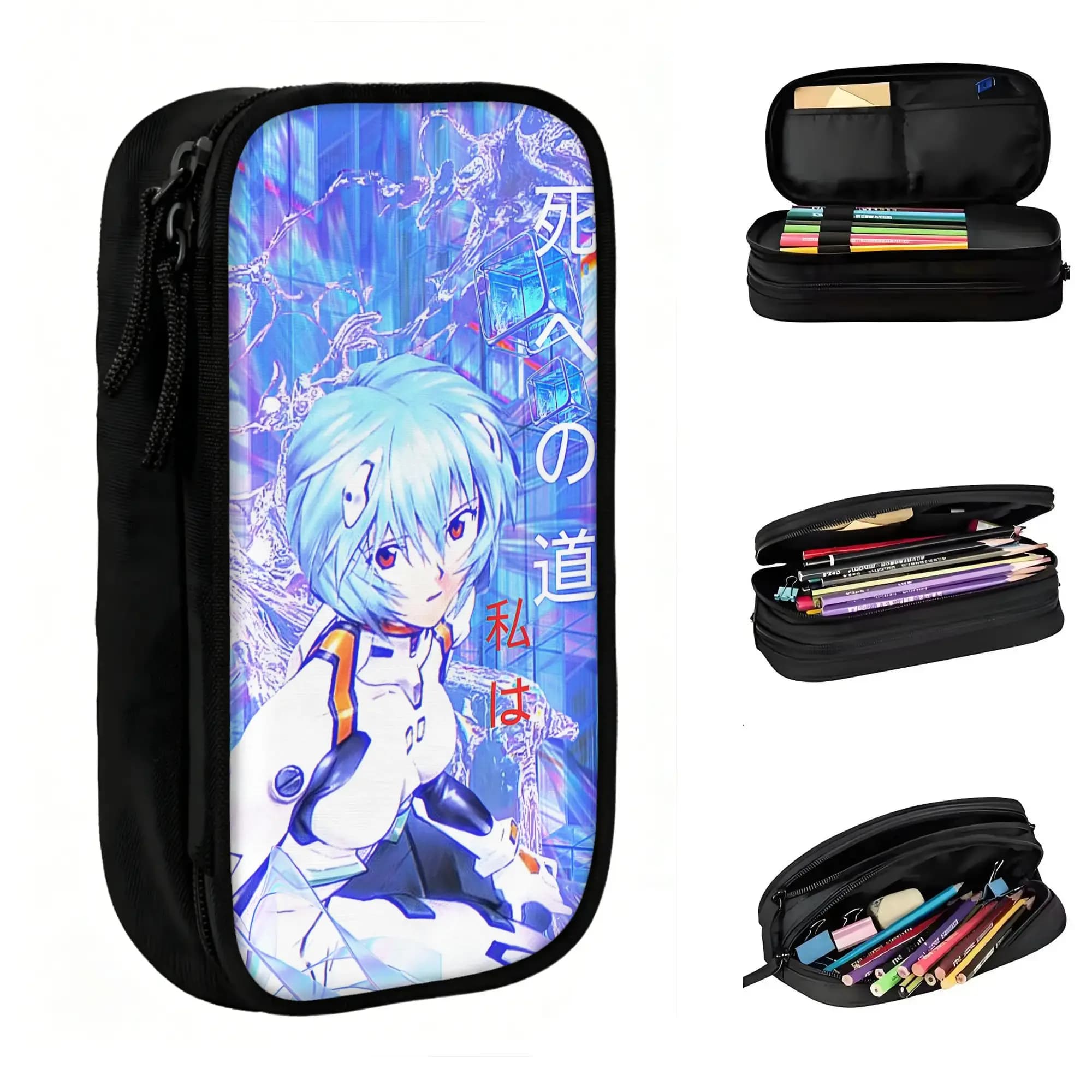 Custom Evangelion Cartoon Japan Hot Pencil Case for Girls Boys Big Capacity Cool Pen Bag Box School Supplies