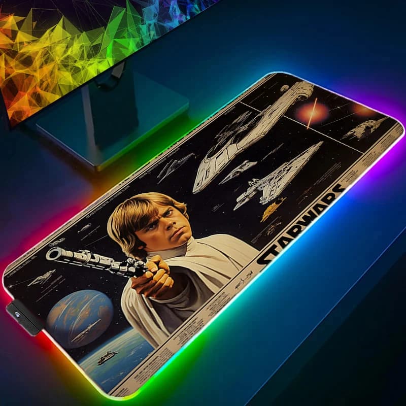 RGB LED Mousepad Rubber Mouse Pad Gaming S-star W-wars Accessories Gamer Cabinet Carpets Office Computer Desk Mat Keyboard Pad