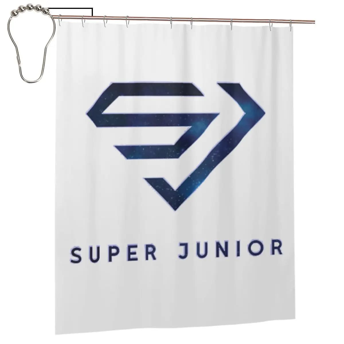 Tenda da doccia con logo Super Junior, tende da bagno impermeabili in poliestere con ganci