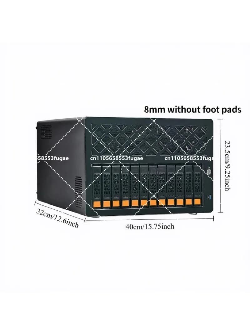 12 Bay Hot Swap Server Chassis, ATX Motherboard NAS Storage Case for Network Data Industrial PC