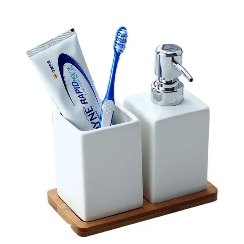 Bottiglia di gel doccia in ceramica, dispenser di sapone liquido per cucina, decorazione domestica, bottiglia di sapone per le mani, portaspazzolino, set da bagno
