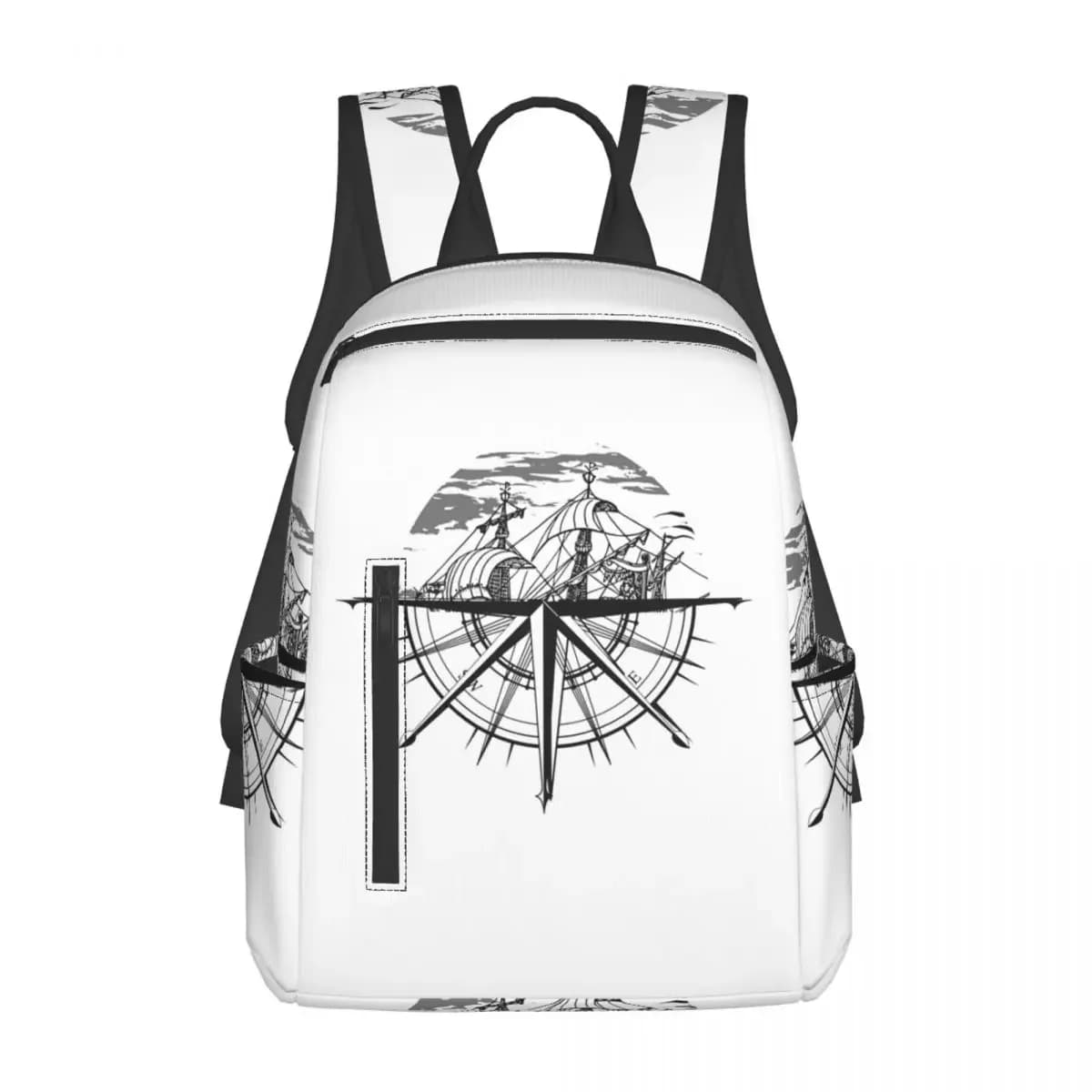 Nautical Compass Captain Anchor Boat Backpack Large Capacity Children BookBag School Bag Shoulder Bags for Men Women