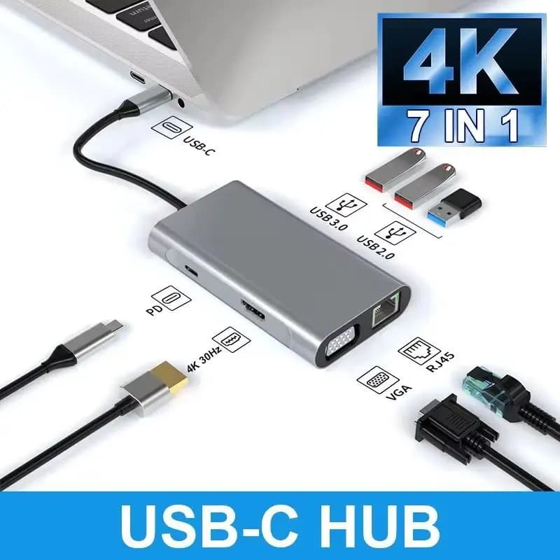 Hub USB C 4K con Adattatore 100W PD per Ricarica Rapida, da Tipo C a HDMI, 5GB 3.0, Docking Station per MacBook Pro e Air