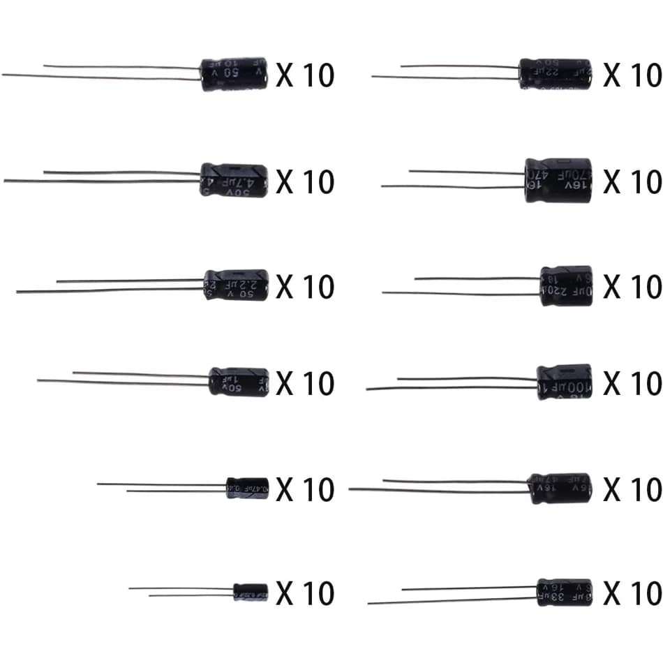 120 pcs 12 value kit 1uF ~ 470uF 1uF-470uF electrolytic condenser for arduino 1UF 2.2UF 3.3UF 4.7UF 10UF 22UF 33UF 47UF 100UF 220UF