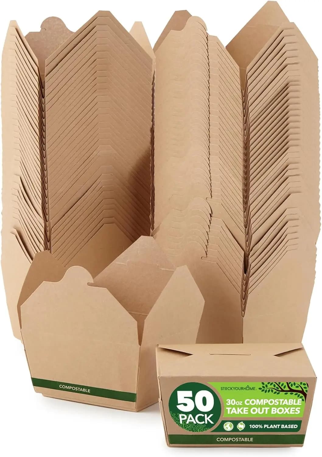 Confezione da 50 contenitori usa e getta da 30 oz per asporto, scatole da asporto in carta kraft adatte al microonde, resistenti al grasso, per la preparazione dei pasti